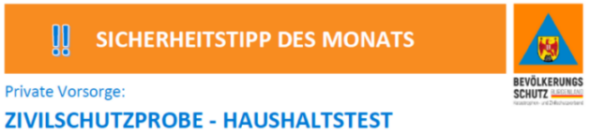 Sicherheitstipp des Monats: Zivilschutzprobe – Haushalt